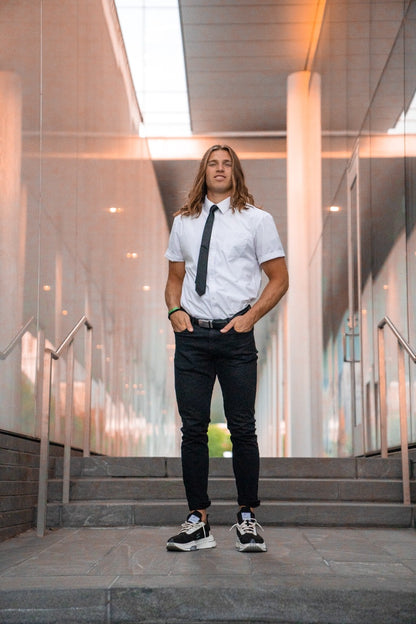 Vented White Short Sleeve Dress Shirt