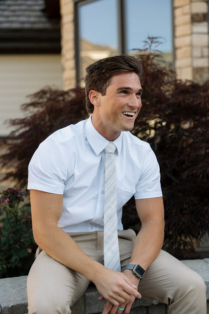 Vented White Short Sleeve Dress Shirt