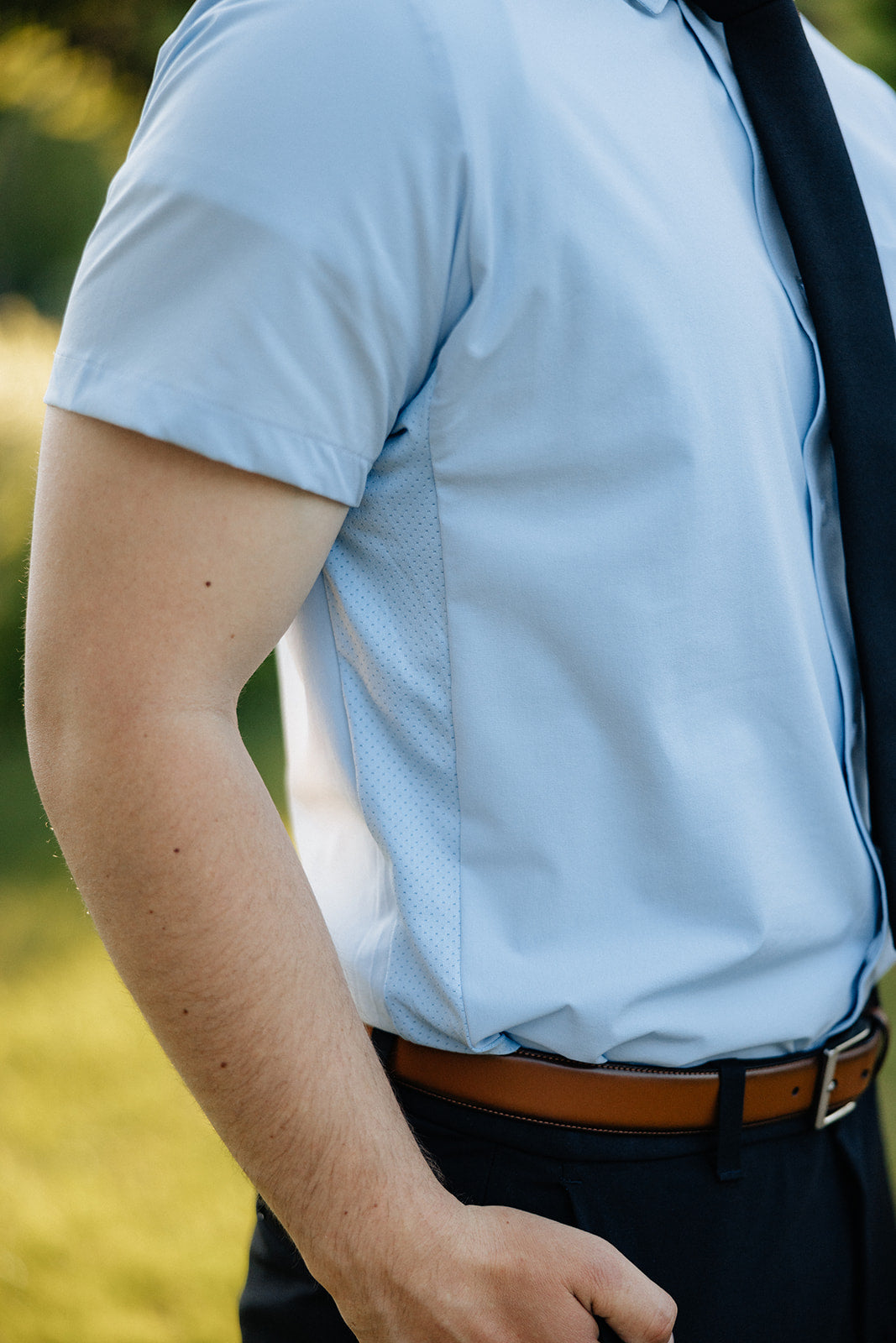 Vented Blue Short Sleeve Dress Shirt