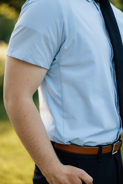 Vented Blue Short Sleeve Dress Shirt
