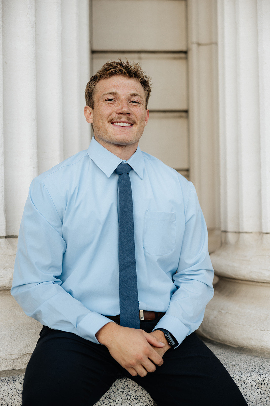 Vented Blue Long Sleeve Dress Shirt