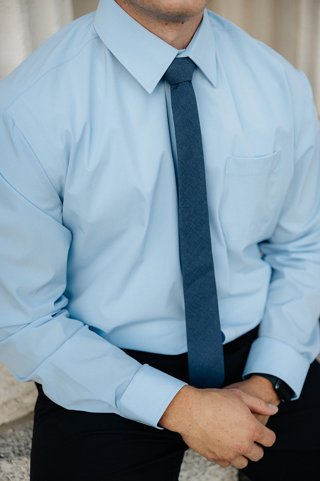 Vented Blue Long Sleeve Dress Shirt