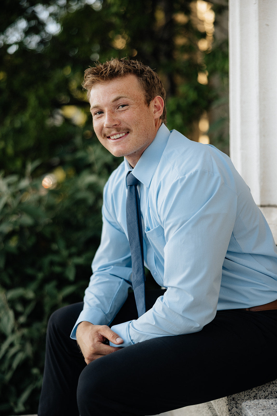Vented Blue Long Sleeve Dress Shirt