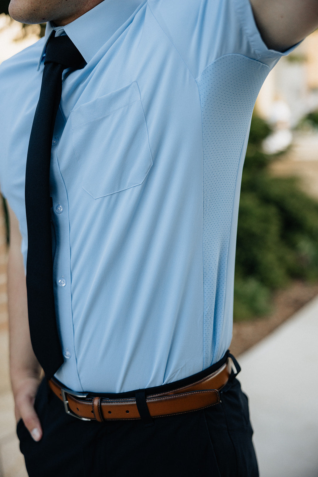 Vented Blue Short Sleeve Dress Shirt
